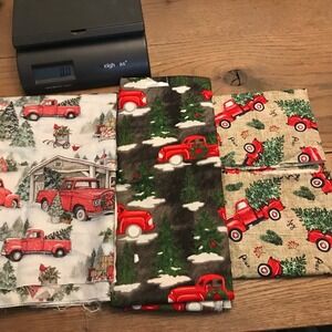 Christmas Red Truck Fabric Remnants Bundle Holiday Crafting Quilting 3 Patterns